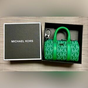 Michael Kors | Nano Green Duffle Key Fob | Monogram Canvas & Leather | NIB